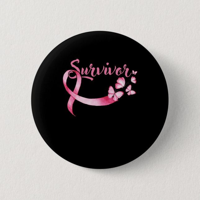 Survivor Breast Cancer Breast Cancer Awareness Gif 6 Cm Round Badge (Front)