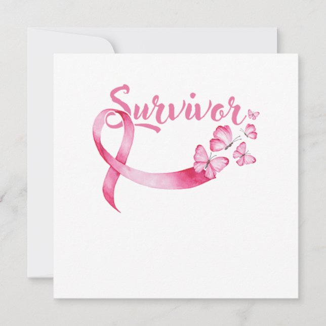 Survivor Breast Cancer Breast Cancer Awareness Gif Invitation (Front)