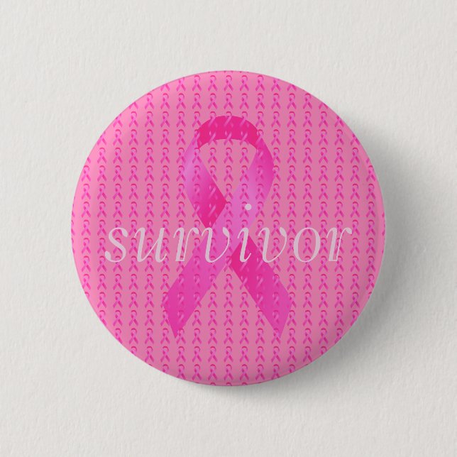 Survivor Breast Cancer Month Pink Ribbon 6 Cm Round Badge (Front)