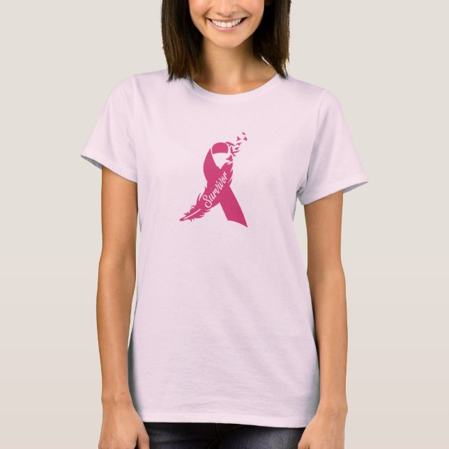 Survivor Breast Cancer Pink Ribbon T-Shirt (Front)