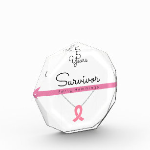 Survivor Breast Cancer White Heart on Clear custom Acrylic Award