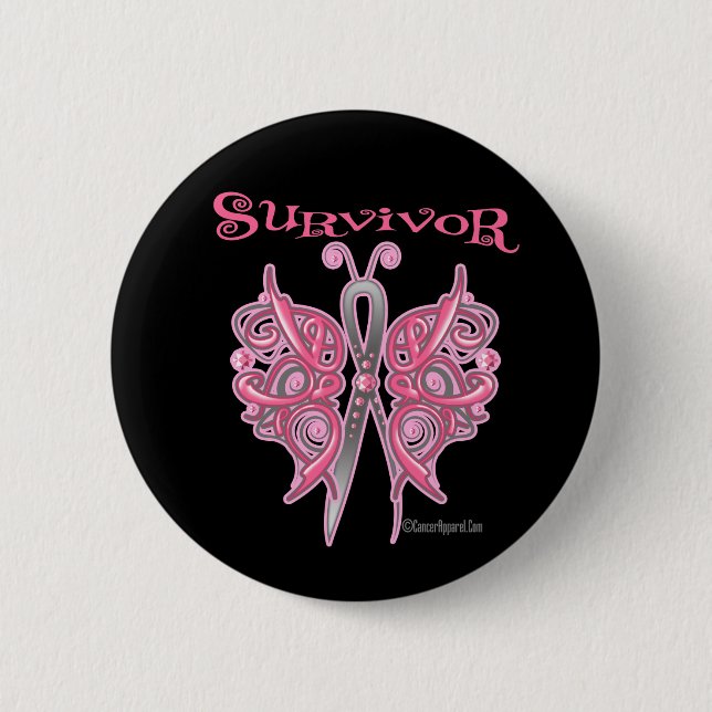 Survivor Celtic Butterfly - Breast Cancer 6 Cm Round Badge (Front)