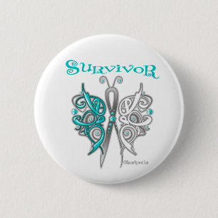 Survivor Celtic Butterfly - Cervical Cancer 6 Cm Round Badge