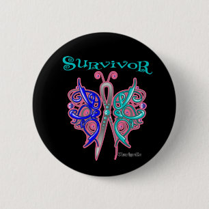 Survivor Celtic Butterfly - Thyroid Cancer 6 Cm Round Badge