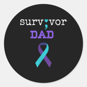 Survivor Dad - Semicolon Gift Suicide Prevention A Classic Round Sticker