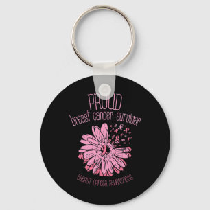 Survivor Daisy Pink Breast Cancer Awareness Gift Key Ring