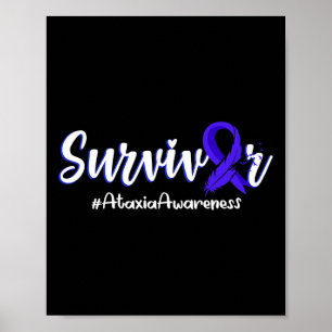 Survivor Feather Ribbon Ataxia Awareness Support G Poster