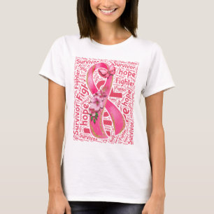 Survivor Fighter Hope Pink Ribbon Breast Cancer T-Shirt