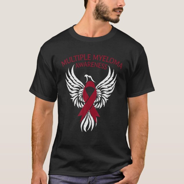 Survivor Fighter Multiple Myeloma Awareness Burgun T-Shirt (Front)