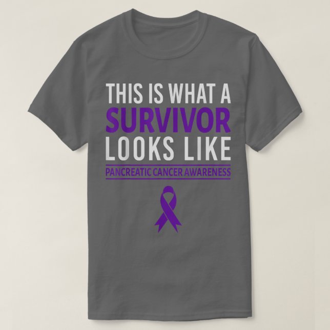 Survivor Fighter Pancreatic Cancer Awareness Purpl T-Shirt (Design Front)