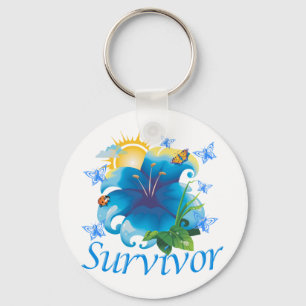 Survivor flower blue key ring