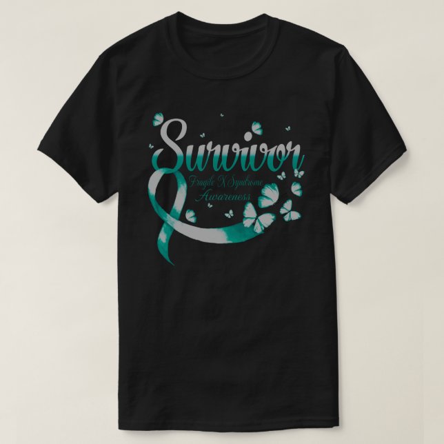 Survivor Fragile X Syndrome  Awareness Butterfly T-Shirt (Design Front)