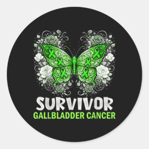 Survivor Gallbladder Cancer Butterfly Flower Girls Classic Round Sticker