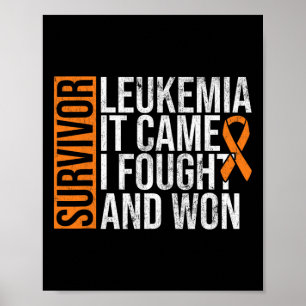 Survivor Leukaemia Came Fought Won Leukaemia Aware Poster