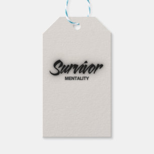 Survivor Mentality   Beige And Black Grunge Care  Gift Tags