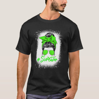 Survivor Messy Bun Lime Green Ribbon Non Hodgkin A T-Shirt