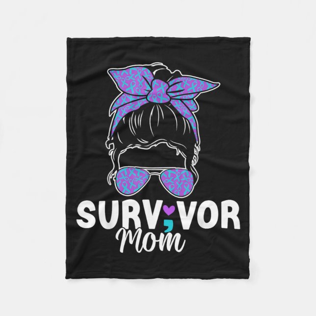 Survivor Mum - Semicolon Suicide Prevention Fleece Blanket (Front)