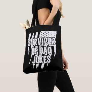 Survivor Of Dad Jokes Vintage Distressed Us Flag Tote Bag