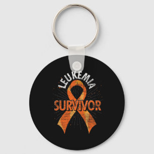 Survivor Orange Ribbon Cancer Leukaemia Awareness Key Ring