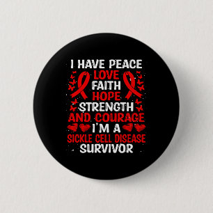 Survivor Peace Hope Love Sickle Cell Disease Aware 6 Cm Round Badge