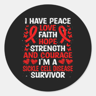 Survivor Peace Hope Love Sickle Cell Disease Aware Classic Round Sticker