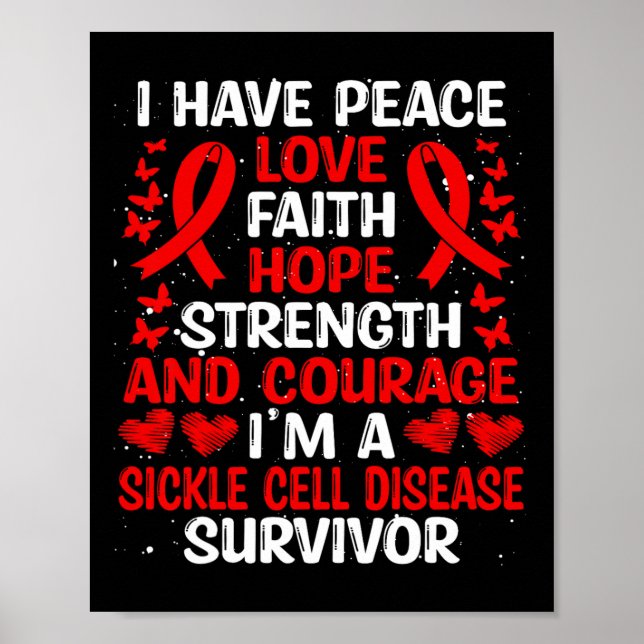 Survivor Peace Hope Love Sickle Cell Disease Aware Poster (Front)