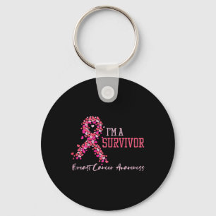 Survivor Pink Ribbons Hearts Breast Cancer Awarene Key Ring