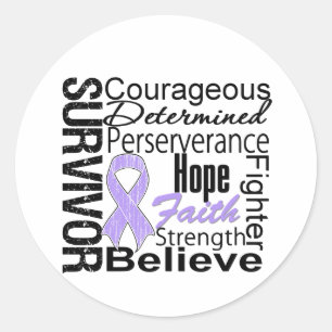 Survivor Powerful Slogans Collage General Cancer Classic Round Sticker
