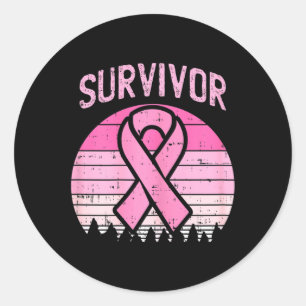 Survivor Retro Breast Cancer Pink Ribbon Awareness Classic Round Sticker