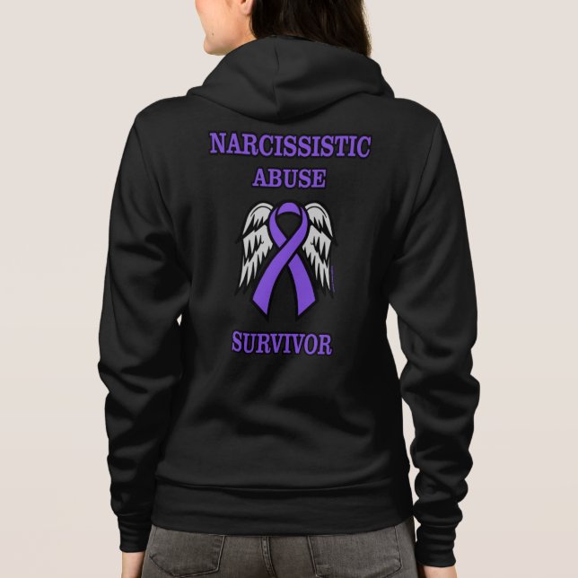 SURVIVOR/RIBBON/WINGS...NARCISSISTIC ABUSE HOODIE (Back)