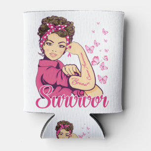 Survivor Rosie Riveter Breast Cancer Awareness Can Cooler