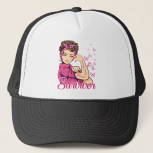 Survivor Rosie Riveter Breast Cancer Awareness Trucker Hat