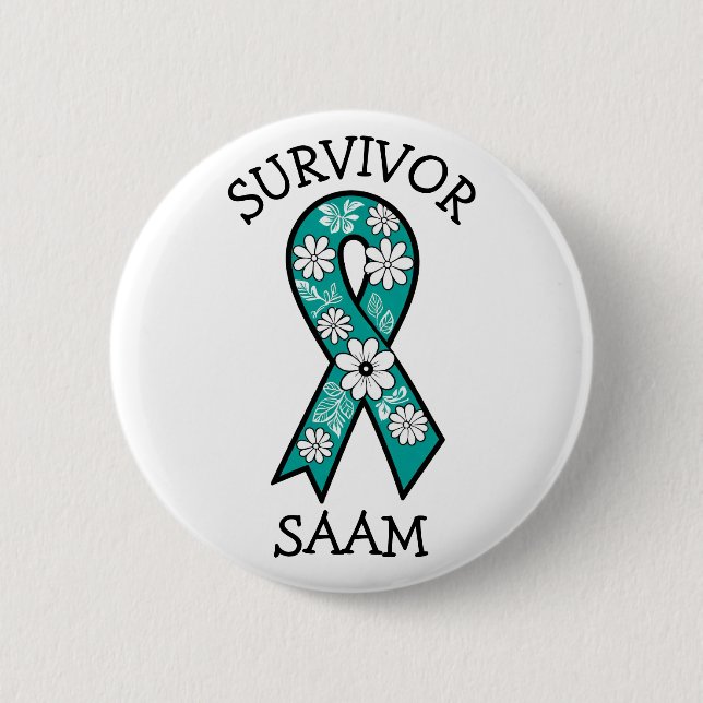 Survivor SA Teal Awareness Ribbon 6 Cm Round Badge (Front)