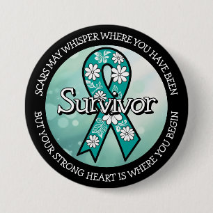 Survivor SA Teal Awareness Ribbon 7.5 Cm Round Badge