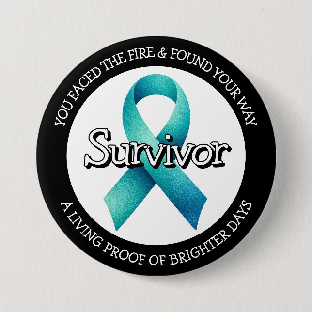 Survivor SA Teal Awareness Ribbon 7.5 Cm Round Badge (Front)
