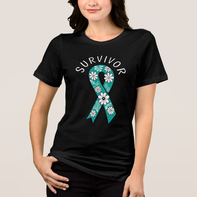 Survivor SA Teal Awareness Ribbon Tri-Blend Shirt (Front)