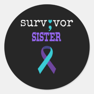 Survivor Sister Semicolon Gift Prevention Classic Round Sticker