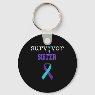 Survivor Sister Semicolon Gift Suicide Prevention Key Ring