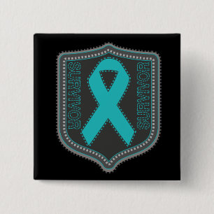 Survivor Stitched Ribbon Patch - Ovarian Cancer 15 Cm Square Badge