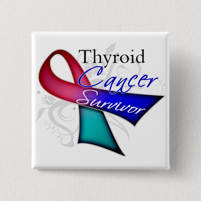 Survivor - Thyroid Cancer 15 Cm Square Badge (Front)
