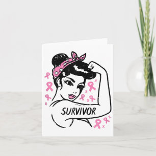 Survivor Warrior Unbreakable Ribbon Breast Cancer Card