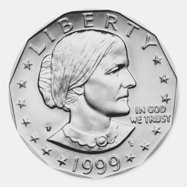 Susan B Anthony Dollar Classic Round Sticker (Front)