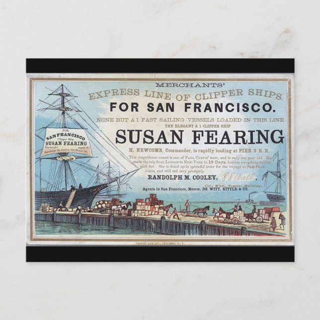 Susan Fearing Clipper sailing ship 1900 Postcard (Front)
