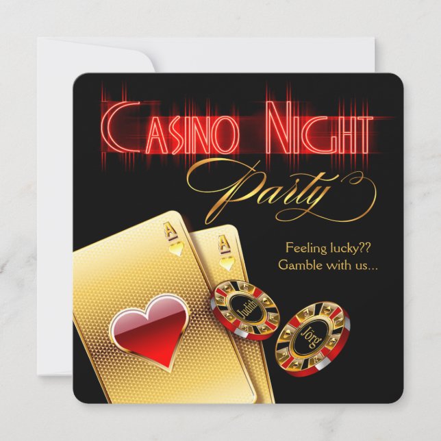 Susanne Vegas Casino Night Birthday Party Invitation (Front)