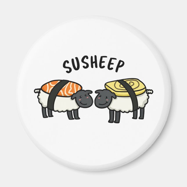 Susheep Cute Sushi Sheep Pun Magnet (Front)