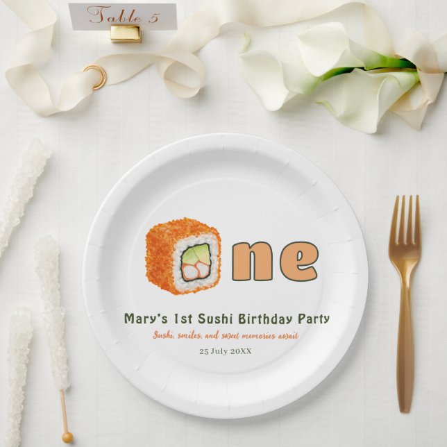 Sushi- 1st Birthday Paper Plate (Wedding)