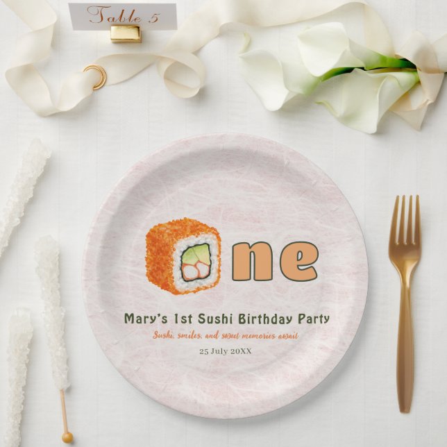 Sushi- 1st Birthday Paper Plate (Wedding)