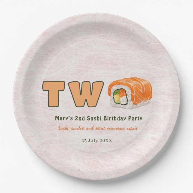 Sushi- 2nd Birthday Paper Plate (Front)