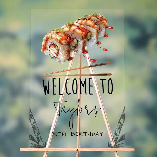 Sushi Adult Birthday Welcome Personalised Acrylic Sign (Neutral)