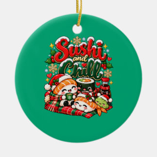 Sushi and Chill Christmas Ceramic Tree Decoration